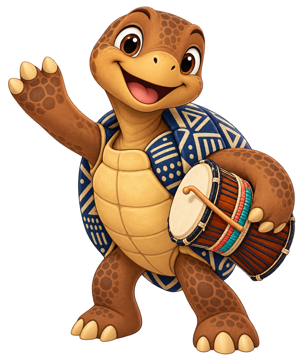Ìjàpá, the friendly tortoise storyteller with a dùndún drum